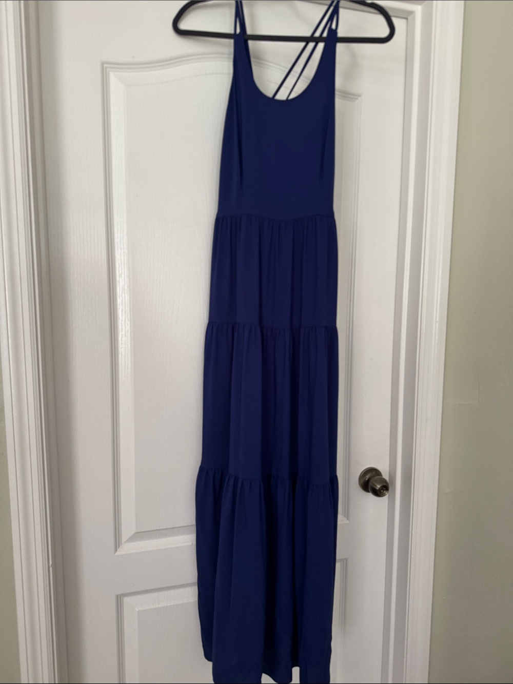 LOFT Royal Blue Tiered Maxi Dress with Strappy Back